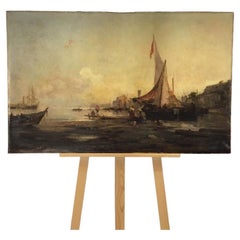 Öl auf Leinwand Marina mit Lagune von Venedig, datiert 1877