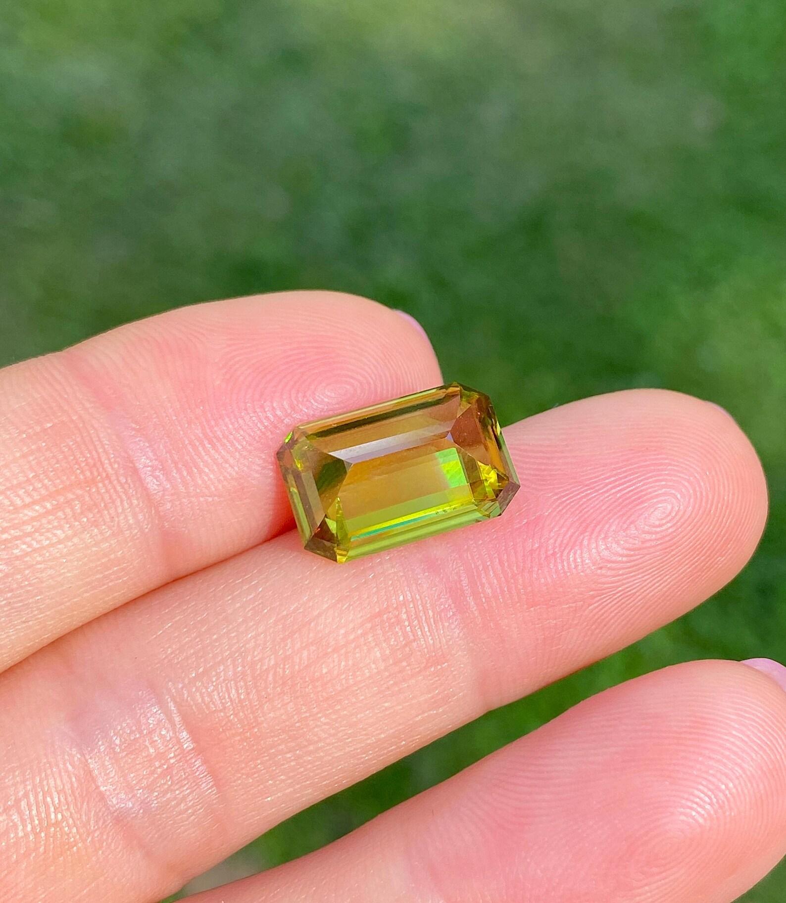 Sphene 8.39Ct natürlicher loser Edelstein, Octagon-Schliff, Madagaskar, GFCO zertifiziert im Angebot 4