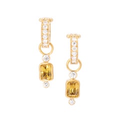 Sphene and Diamond Drop Earrings in 18 Karat Gold