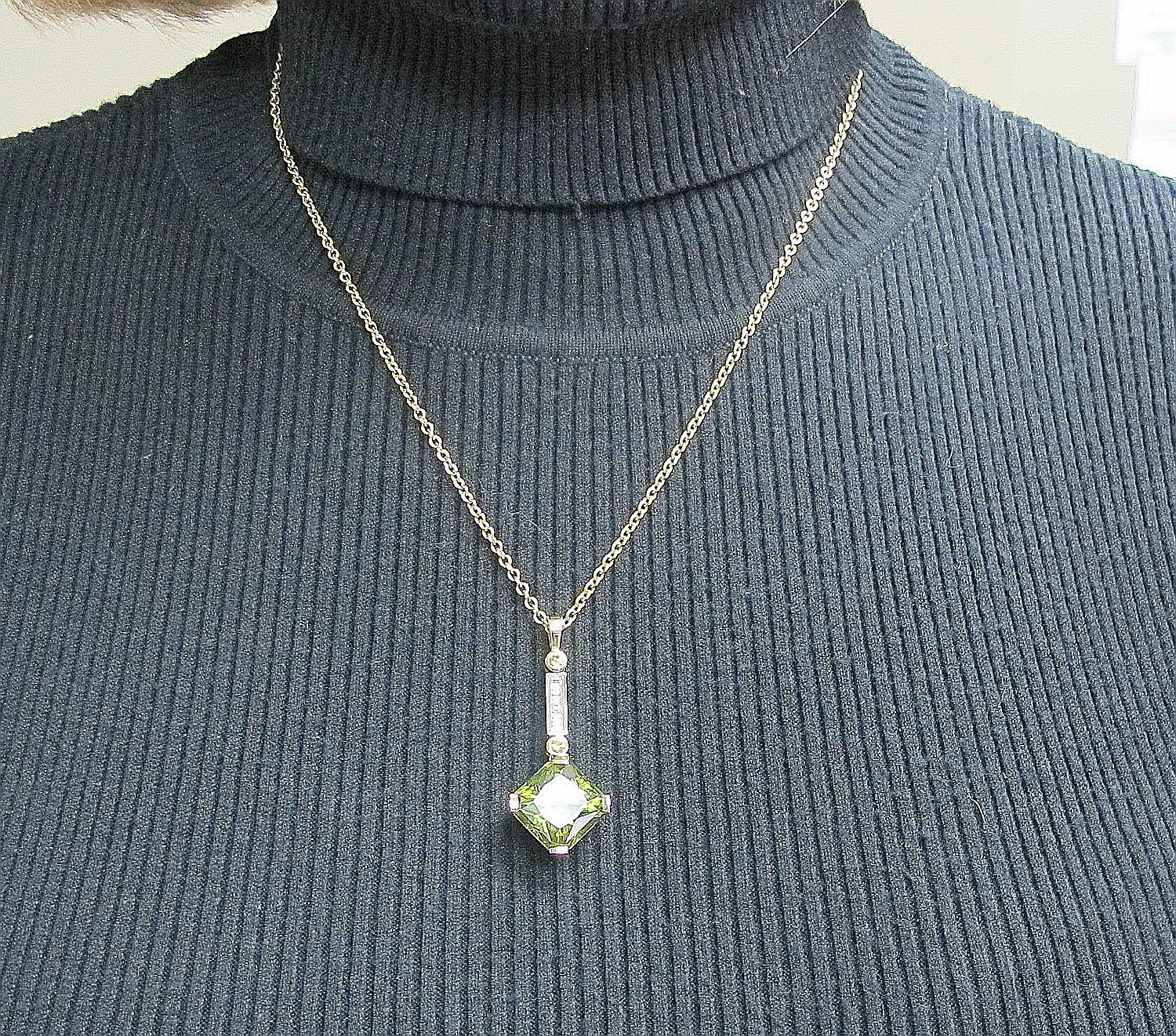 Artisan Sphene and Diamond Pendant