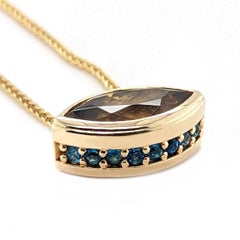 Sphene and Lazulite Pendant in 14k Yellow Gold