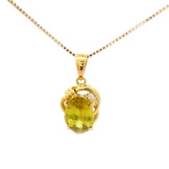 Sphene Diamond 18K Gold Pendant Necklace