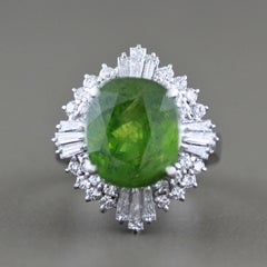 Sphene Diamond Platinum Ring