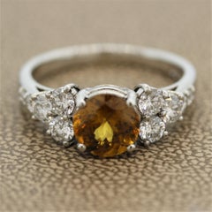Sphene Diamond Platinum Ring