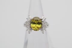 Sphene Diamond Platinum Ring
