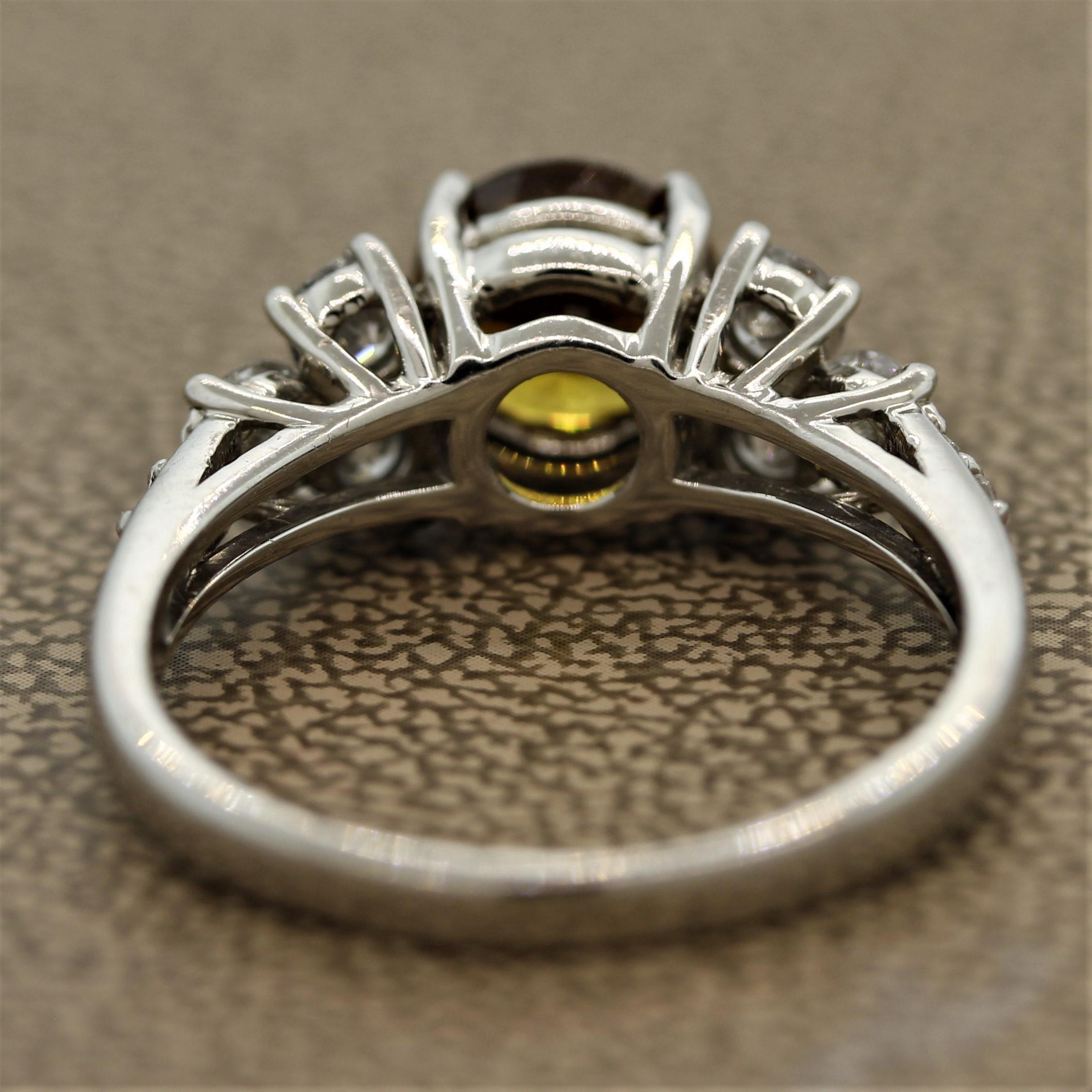 Sphene Diamond Platinum Ring In New Condition In Beverly Hills, CA