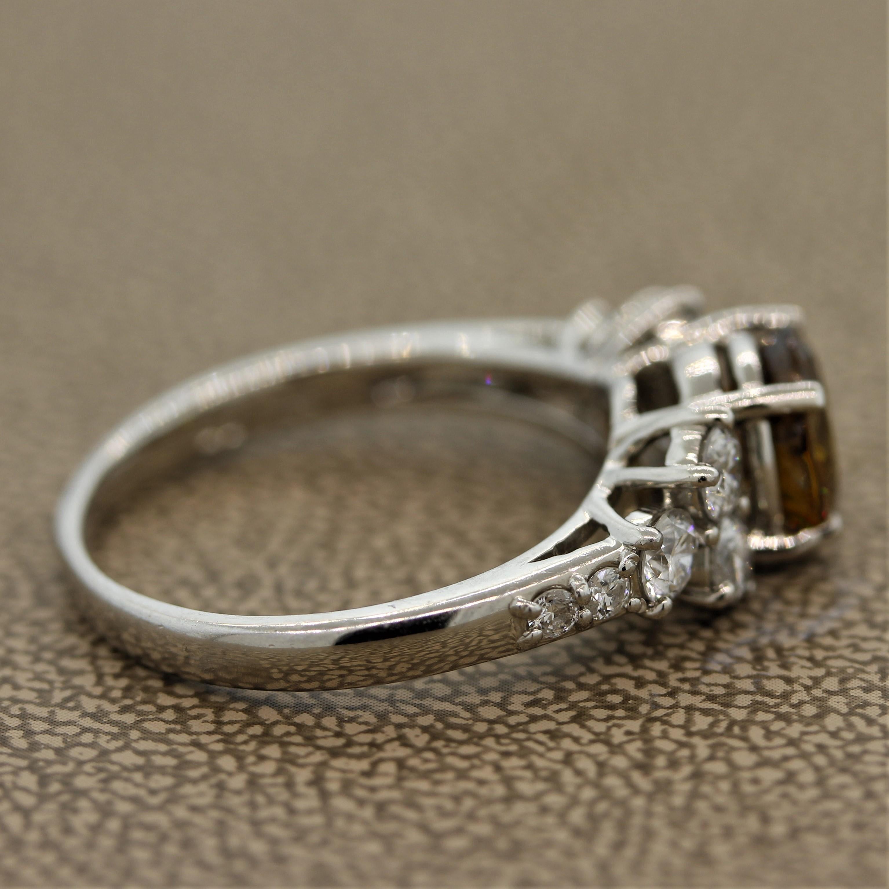 Women's or Men's Sphene Diamond Platinum Ring