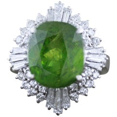 Sphene Diamond Platinum Ring