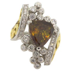 Sphene Diamond Two-Tone Gold Cocktail Ring