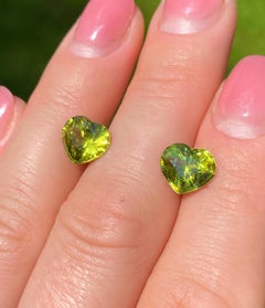 Sphene pair of natural gemstones 2.76Ct & 2.65Ct, Heart, Madagascar, Certificate