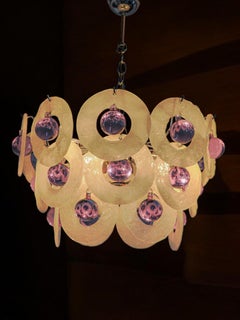 Sphera chandelier by Gino Vistosi, purple and white murano glass, Italy, 1970