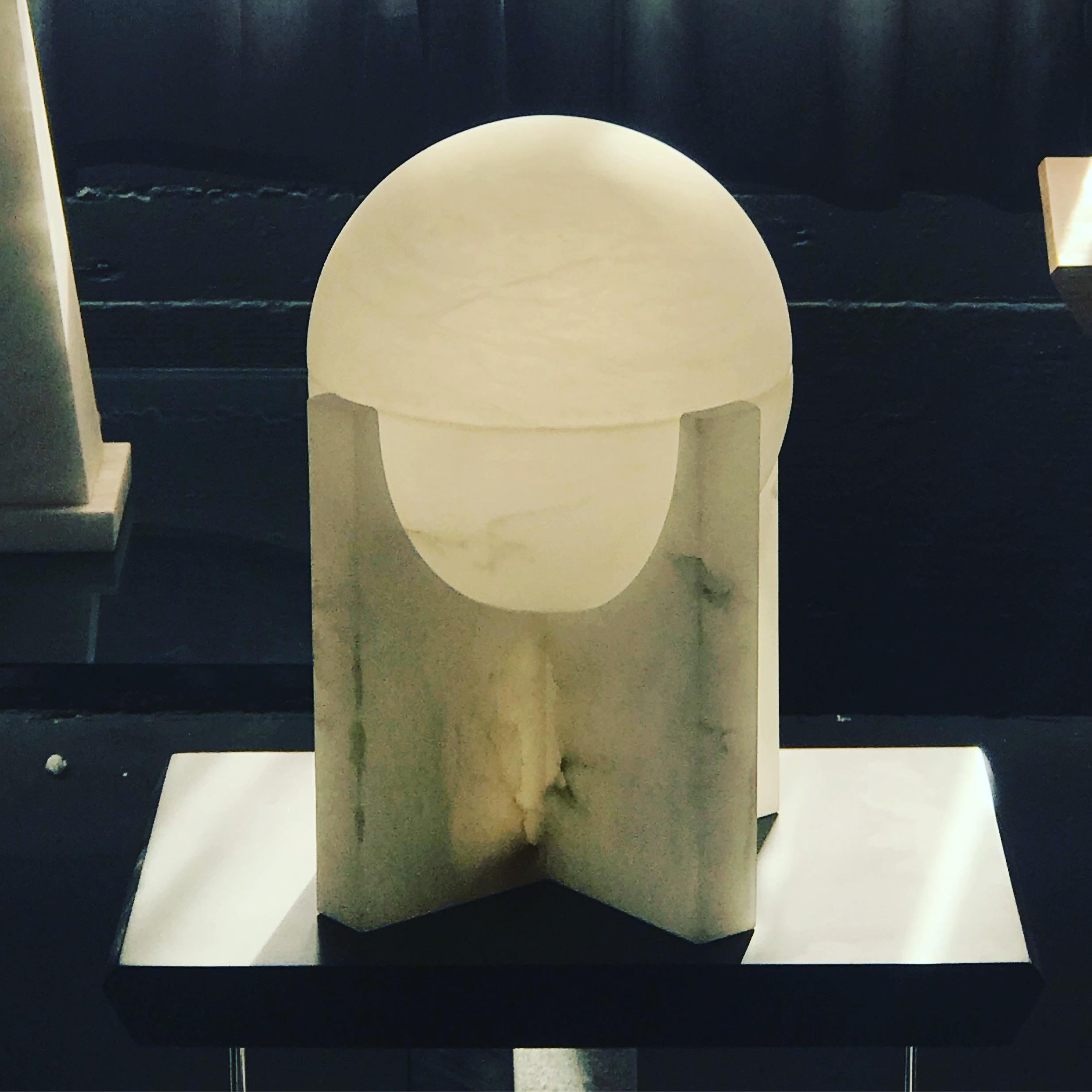 'Sphere' Alabaster Table Lamp in the Manner of Pierre Chareau In New Condition For Sale In Glendale, CA