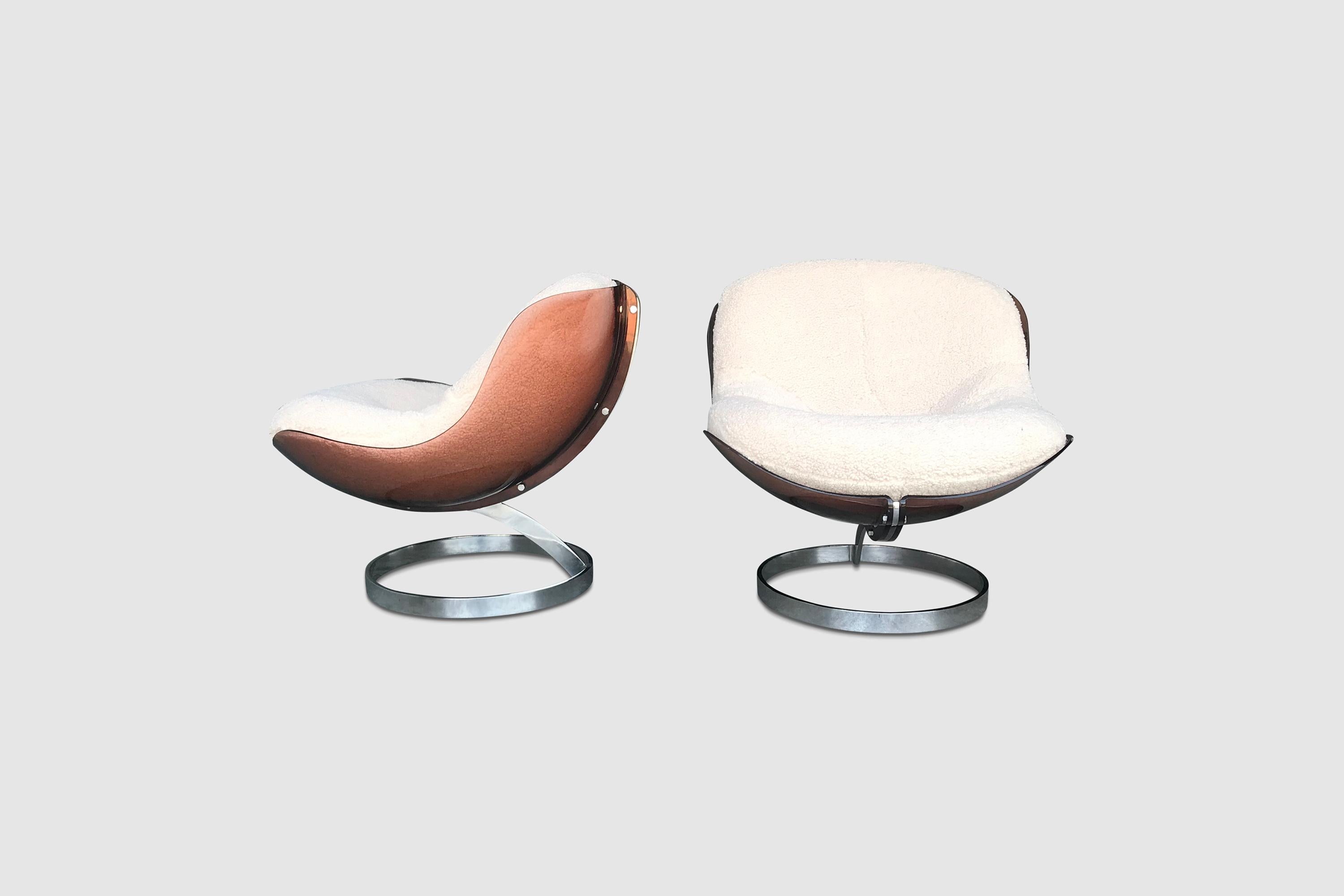 Stainless Steel Sphere Chair by Boris Tabacoff for Mobilier Modulaire Moderne 1970s, Set of 2