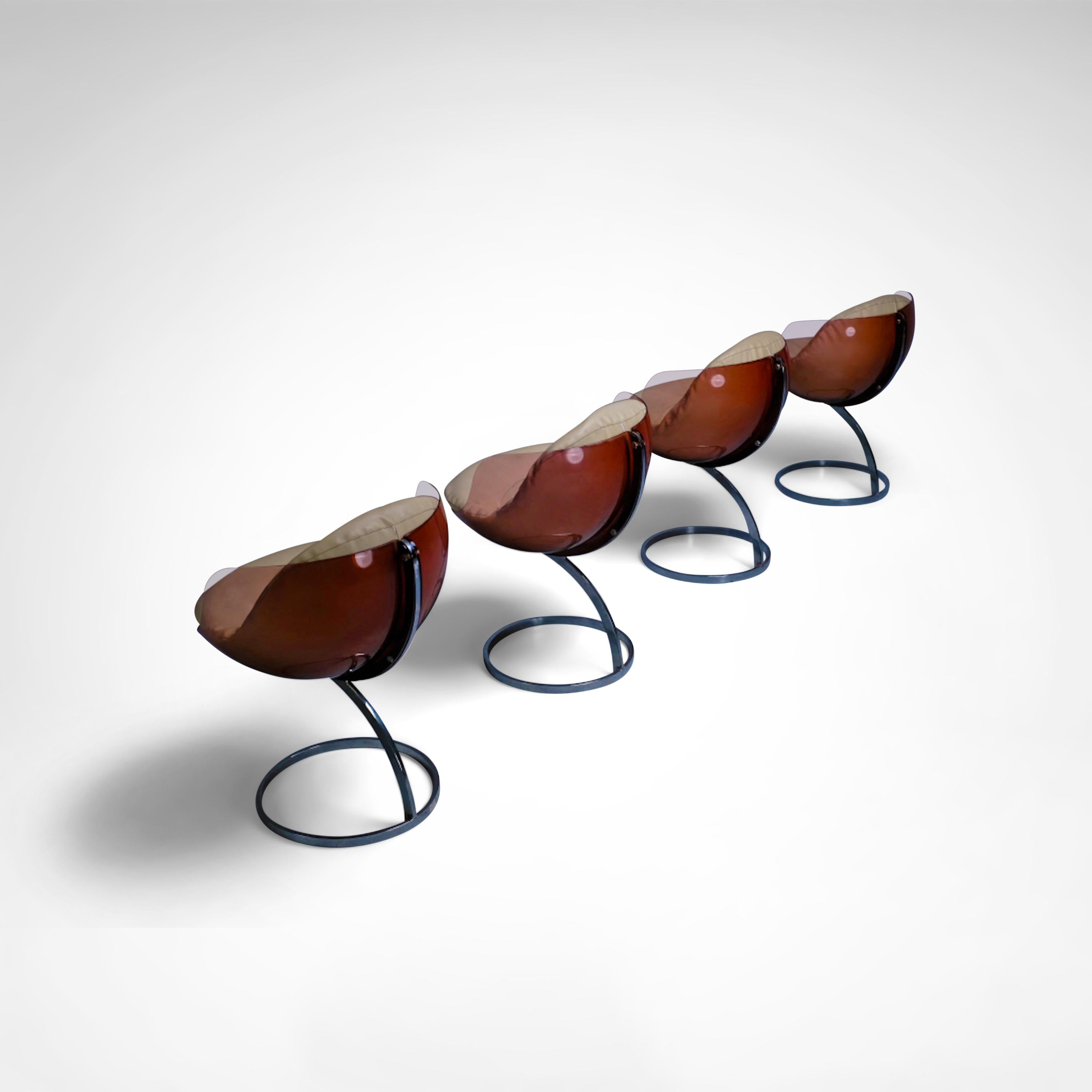 French Sphere Chair by Boris Tabacoff for Mobilier Modulaire Moderne 1970s, Set of 4 For Sale