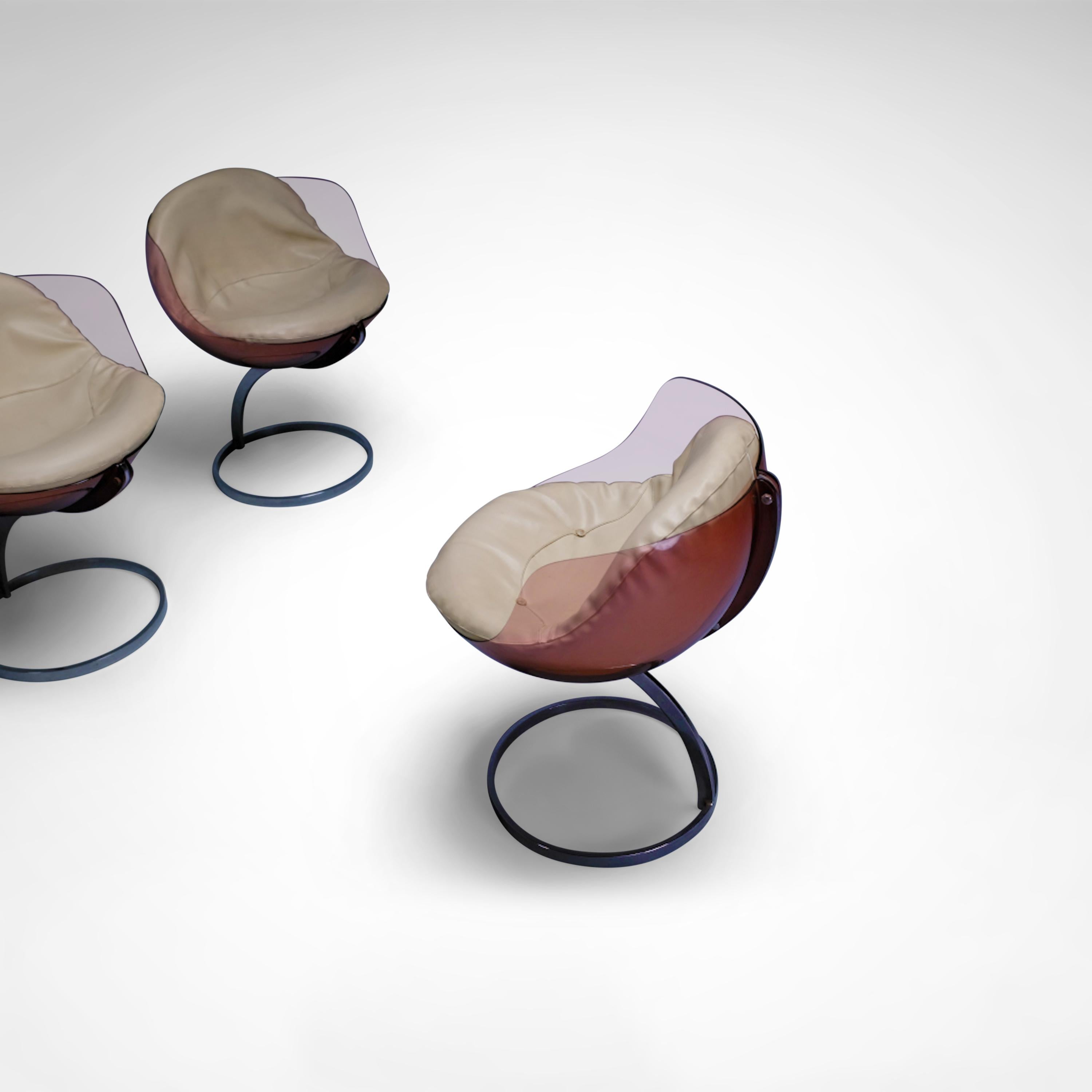 Sphere Chair by Boris Tabacoff for Mobilier Modulaire Moderne 1970s, Set of 4 In Good Condition For Sale In Sas van Gent, NL