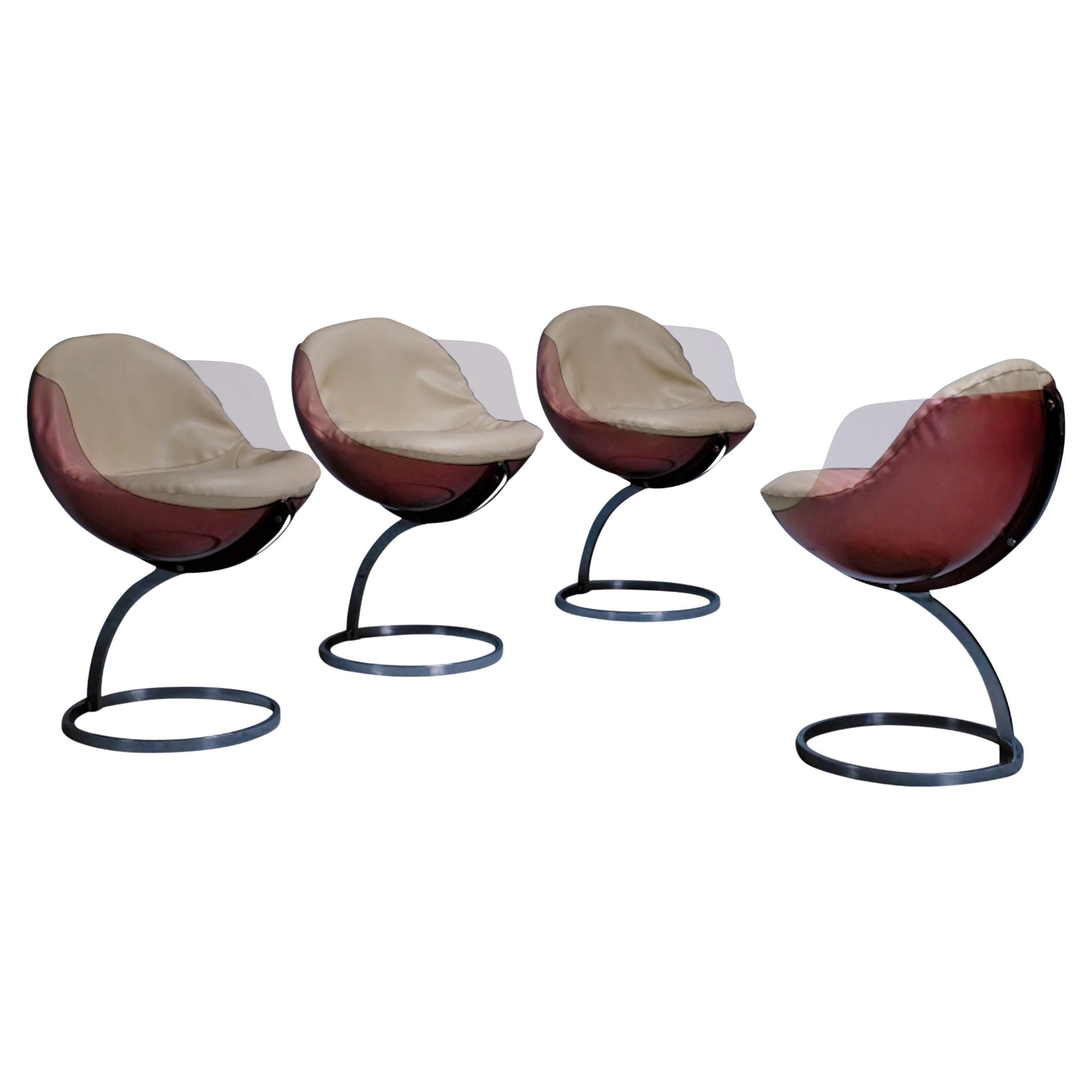 Sphere Chair by Boris Tabacoff for Mobilier Modulaire Moderne 1970s, Set of 4 For Sale