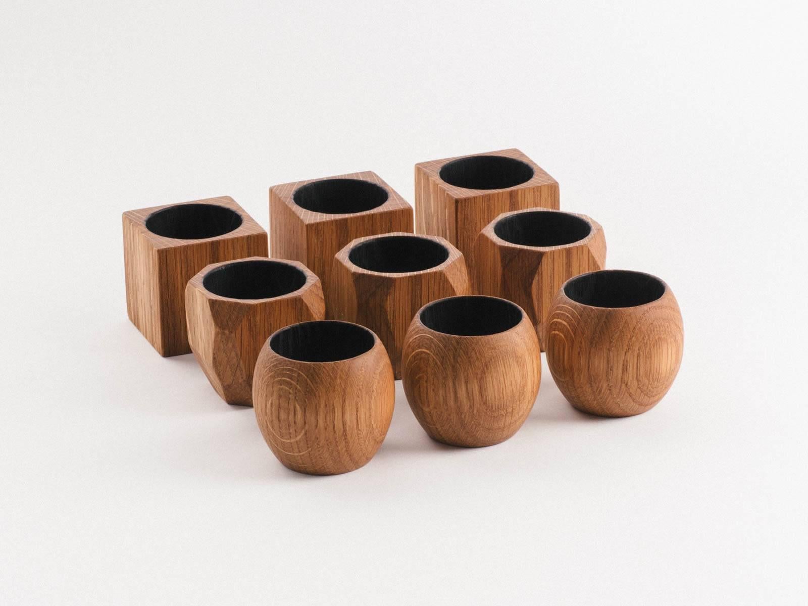 Contemporary Sphere Cup in Oak For Sale