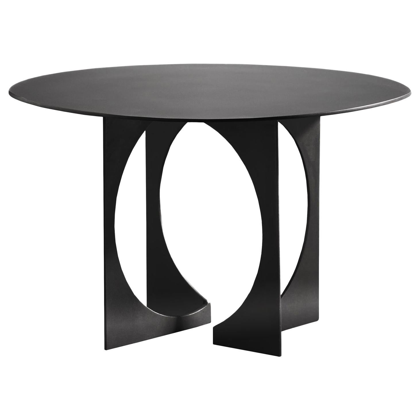 Table à découpes sphériques Art déco en finition acier noirci en vente