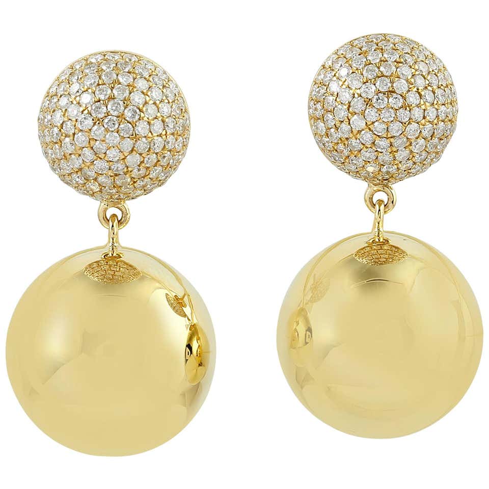 Orange Coral Spheres, Diamonds, Butterfly Shape in Yellow Gold, Drop ...