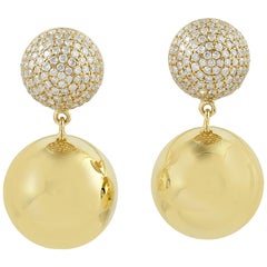 Sphere Diamond 18 Karat Gold Drop Earrings