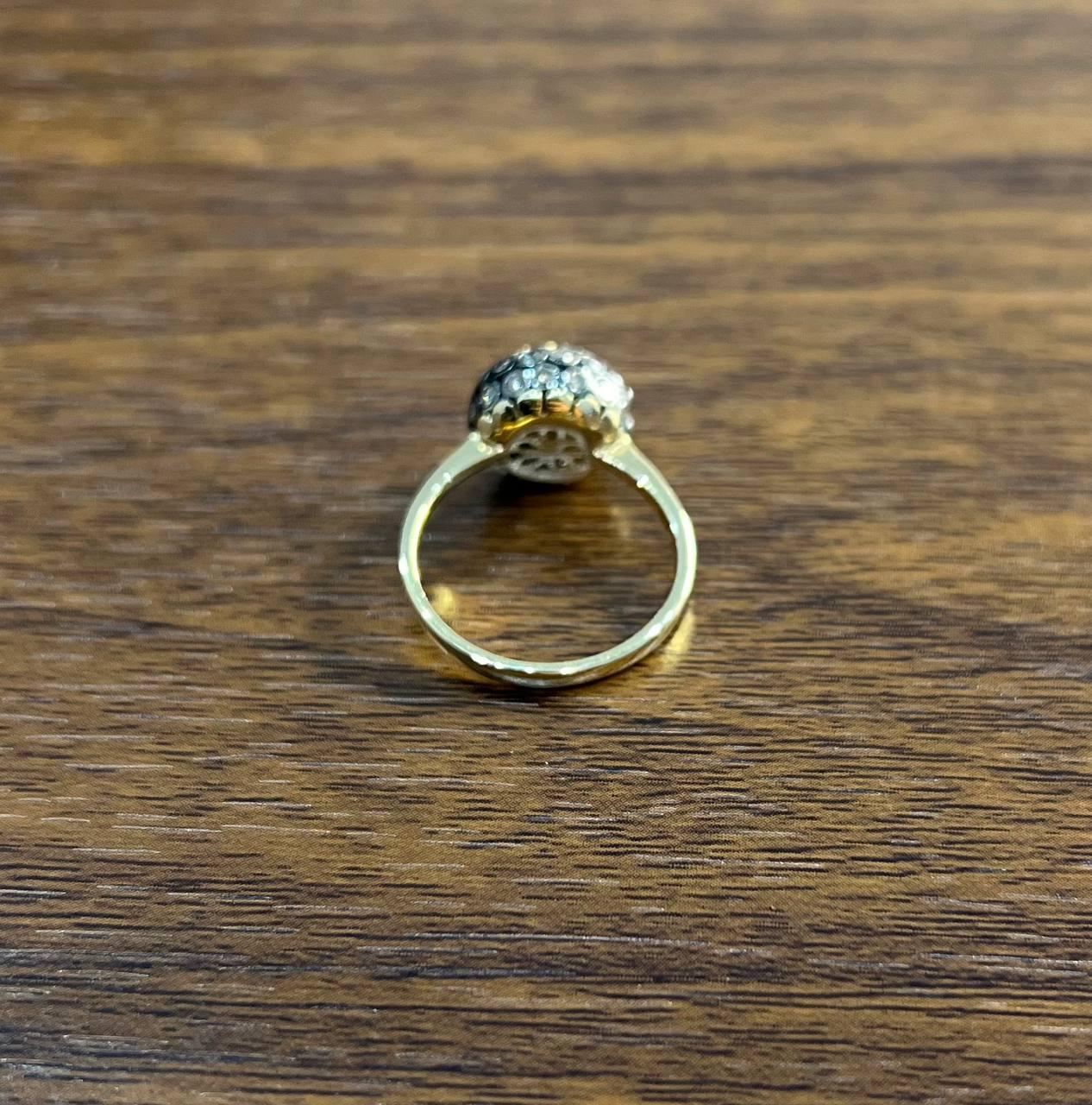 Statement-Mode-Ring, Kugel, Diamant-Cluster, Champagnerfarbe 14K Gelbgold im Zustand „Neu“ im Angebot in Oakton, VA