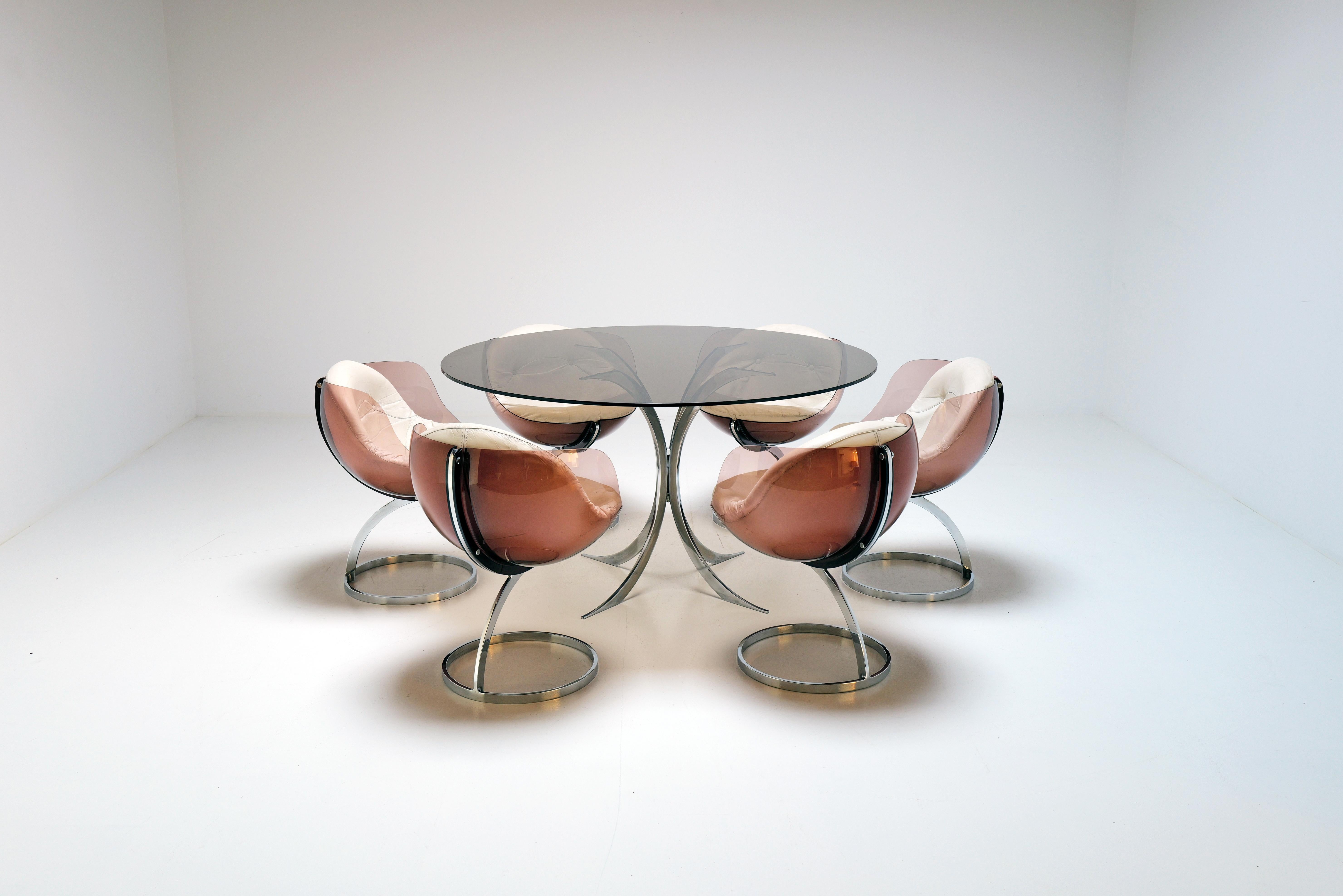 Chrome Sphere dining set by Boris Tabacoff for Mobilier Modulaire Moderne, 1970's For Sale