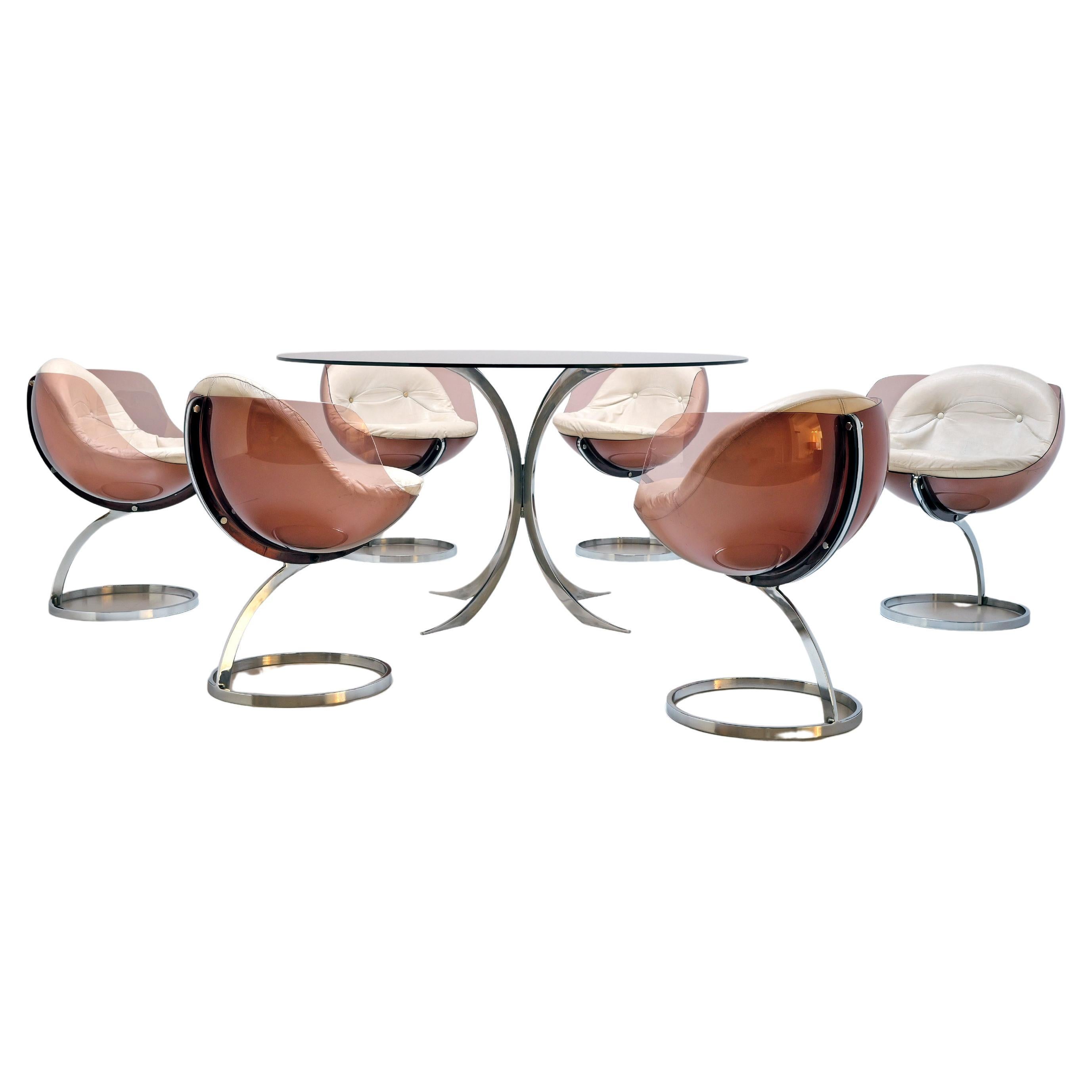 Sphere dining set by Boris Tabacoff for Mobilier Modulaire Moderne, 1970's For Sale