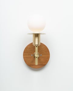 Sphere Disc Oak Wall Mount Stem Sconce by Lights of London