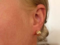 Sphere Flower Cutout Design Earrings 14K Yellow Gold