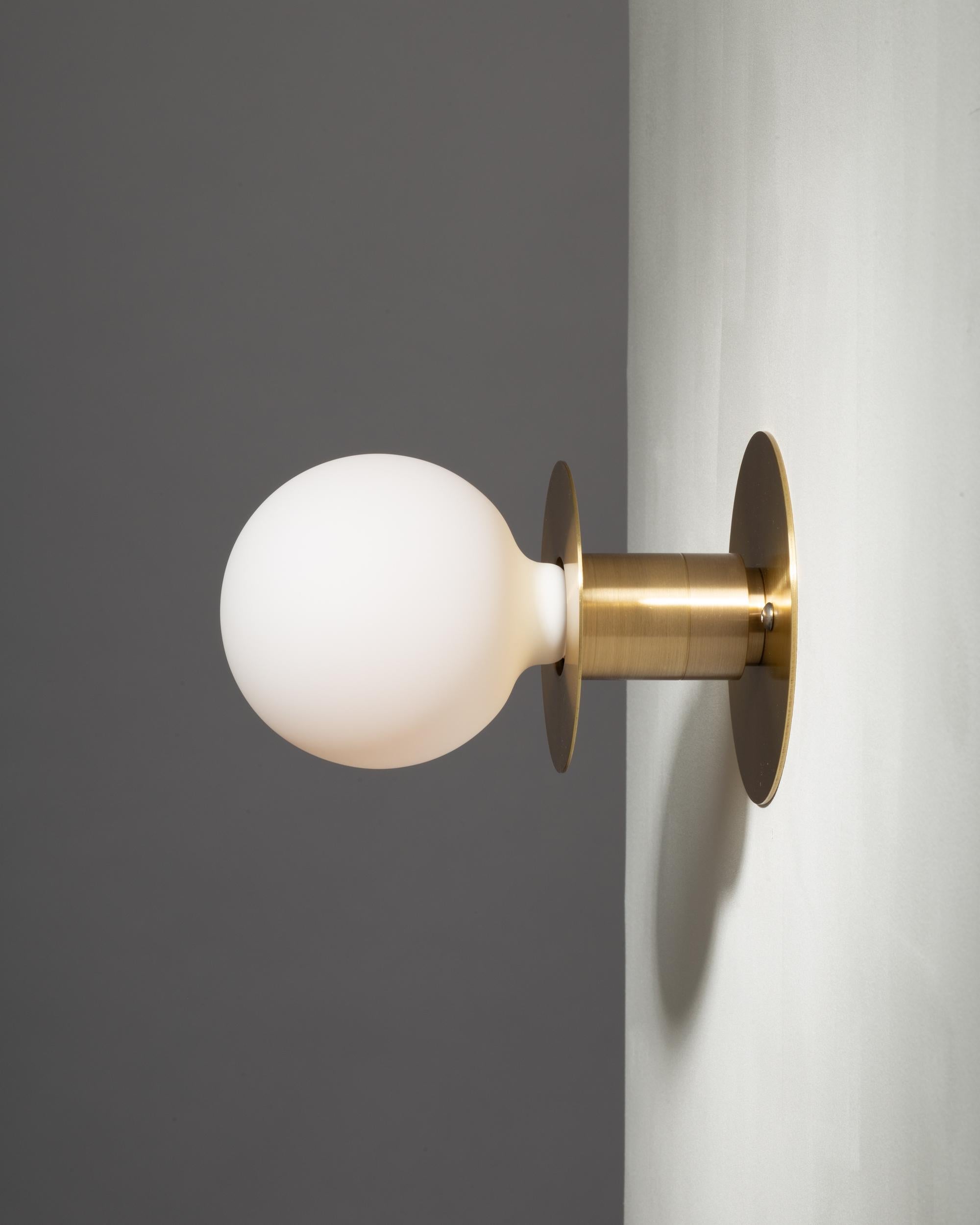 Brass Sphere Disc Flush Mount Wall Sconce For Sale