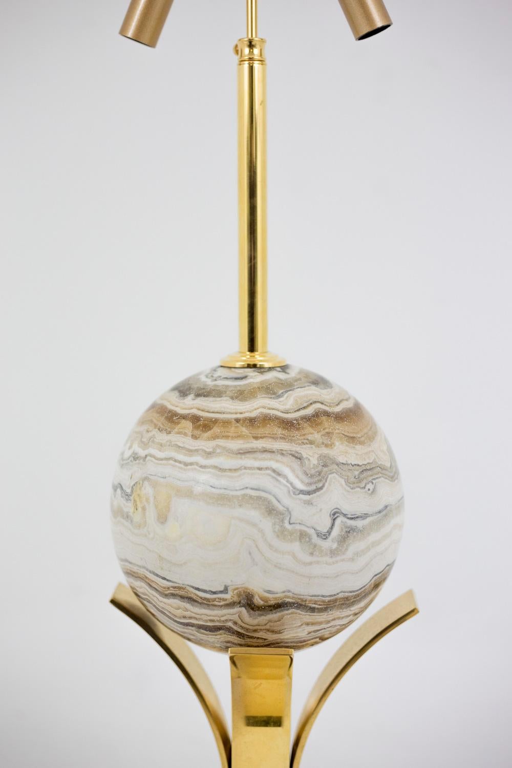 Sphere Lamp in Marble and Gilt Brass, 1970s In Good Condition For Sale In Saint-Ouen, FR