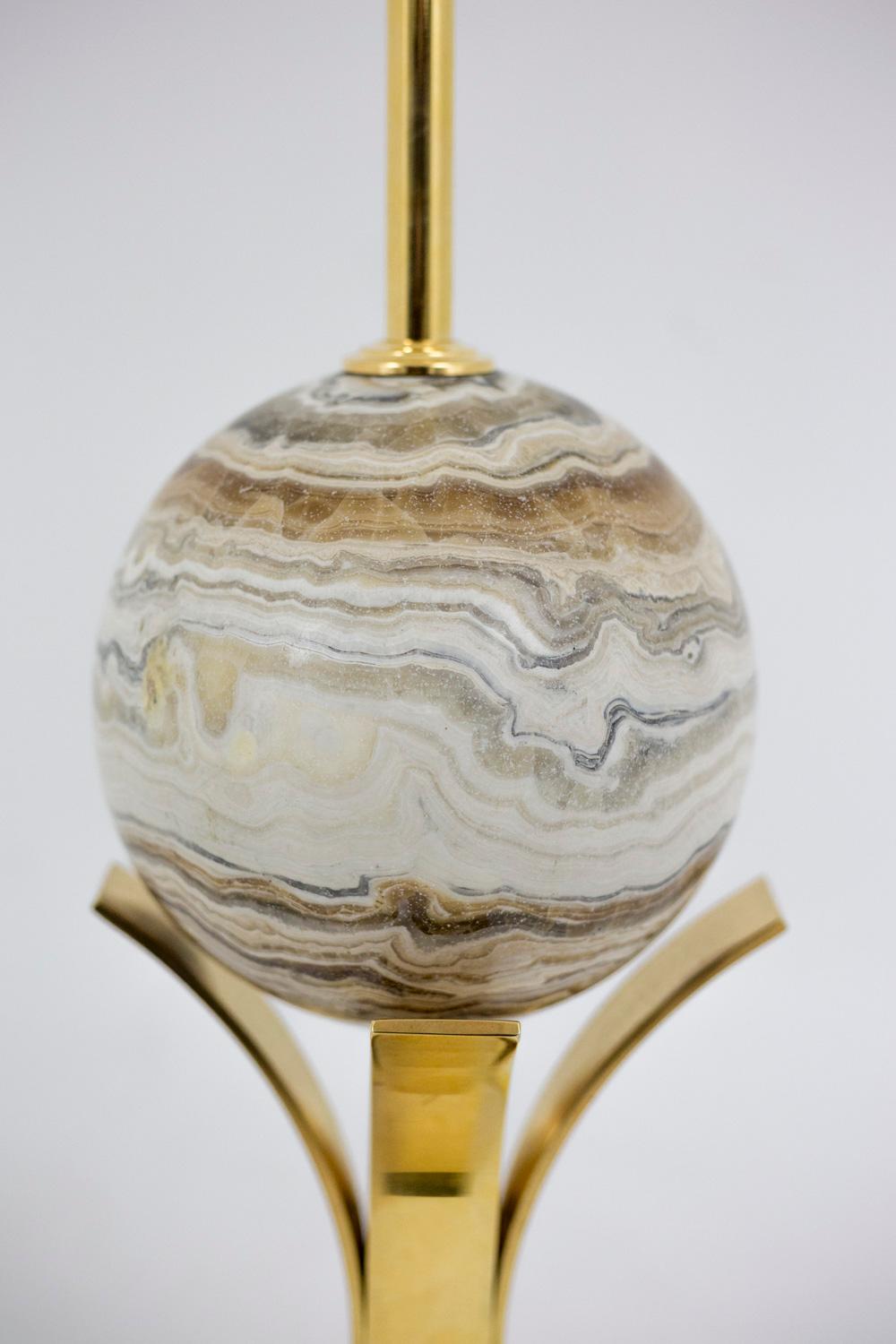 Sphere Lamp in Marble and Gilt Brass, 1970s For Sale 1
