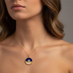 Sphere Lapis 14K (or 18k upon request) Yellow Gold Diamond Pendant Necklace