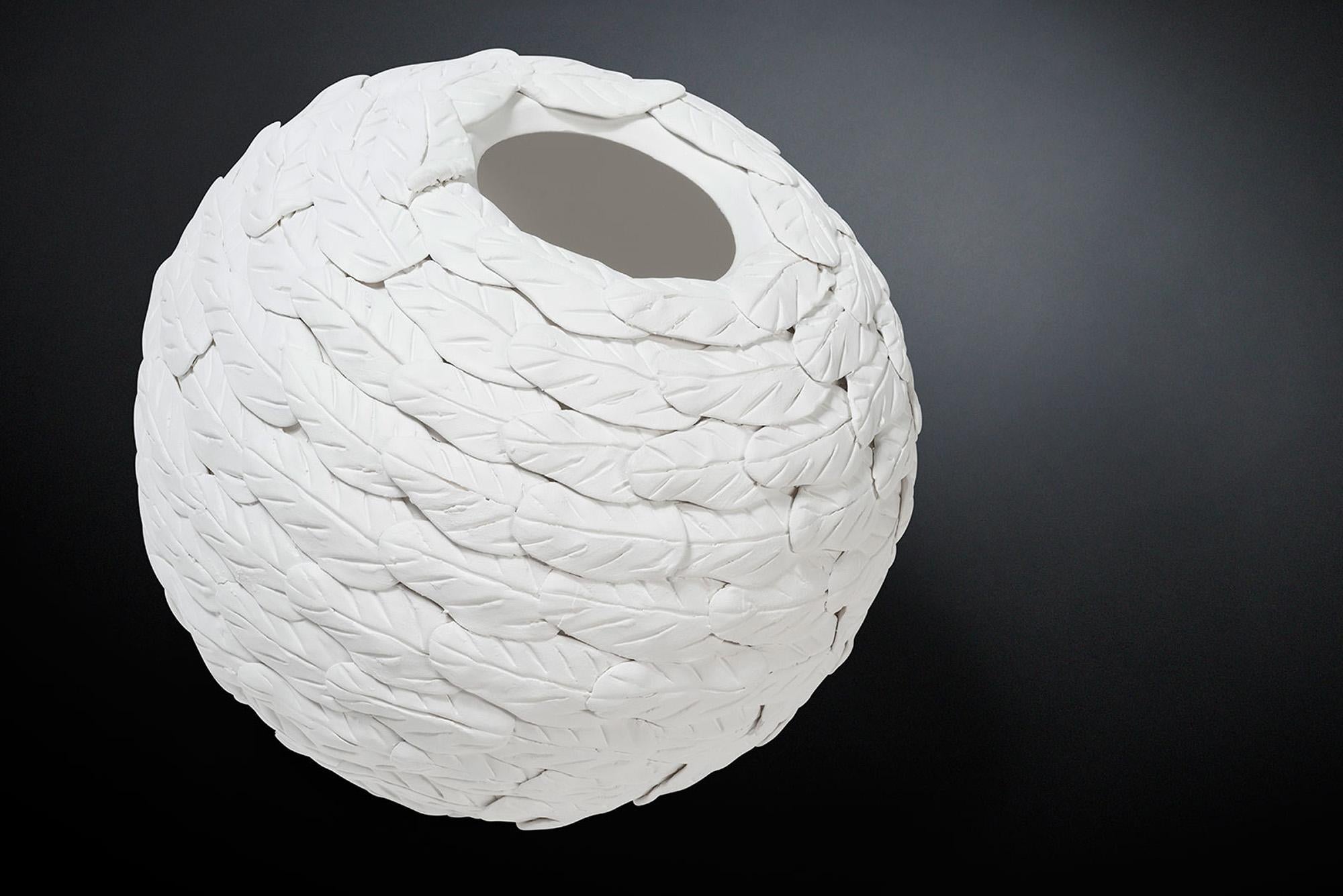 Modern Sphere Leaves, Matt White Ceramic, Italy For Sale