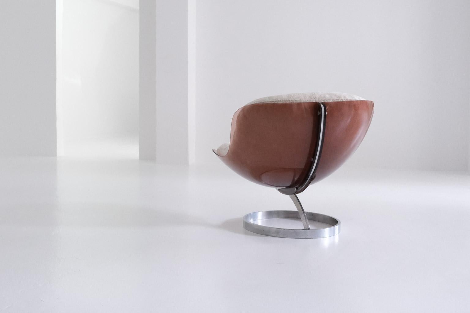 Sphère Lounge Chair von Boris Tabacoff für M. M. M., Kissen mit Dedar-Stoff (Metall)