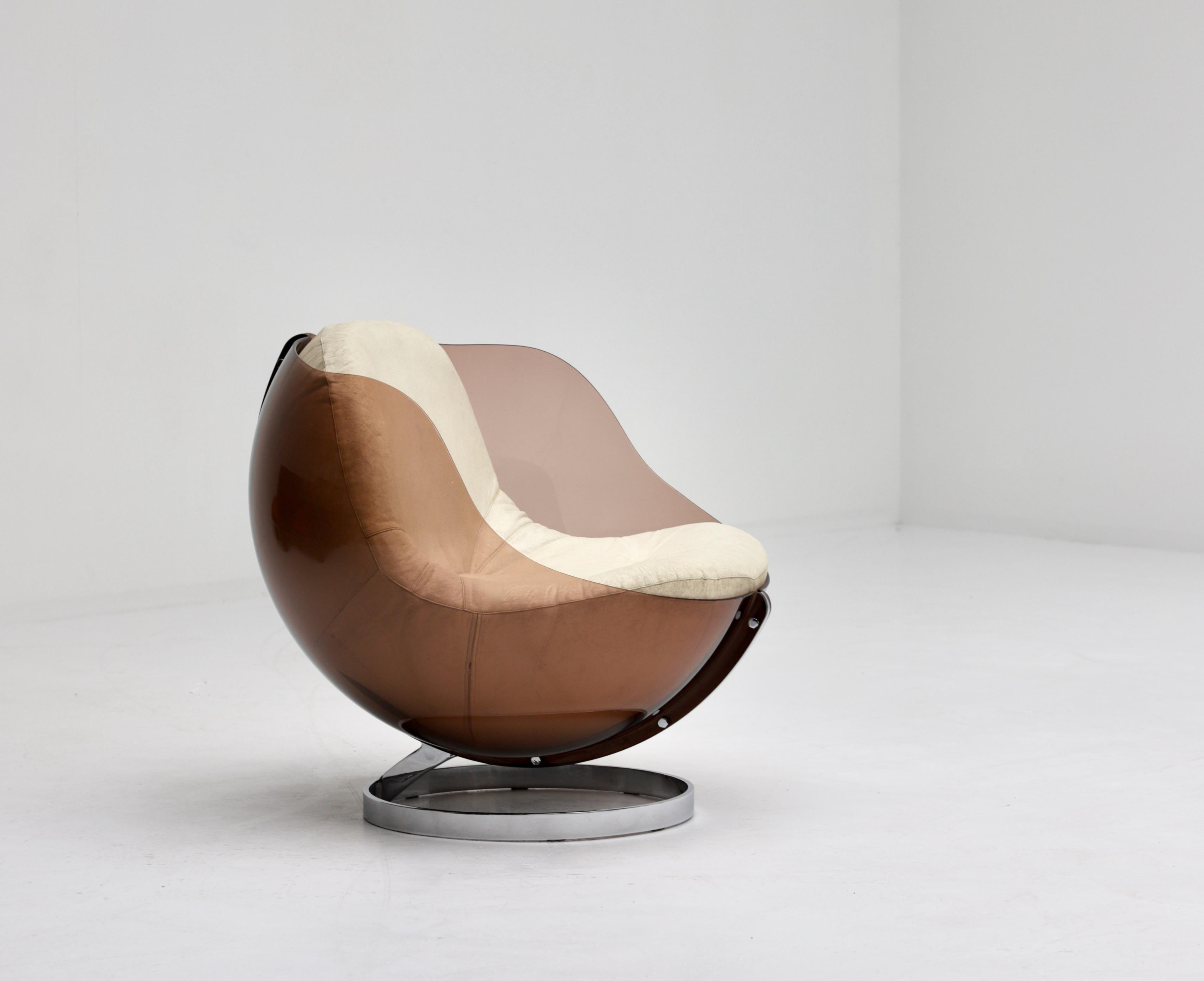 Leather Sphere Lounge Chair Designed by Boris Tabacoff for Mobillier Modulaire Moderne