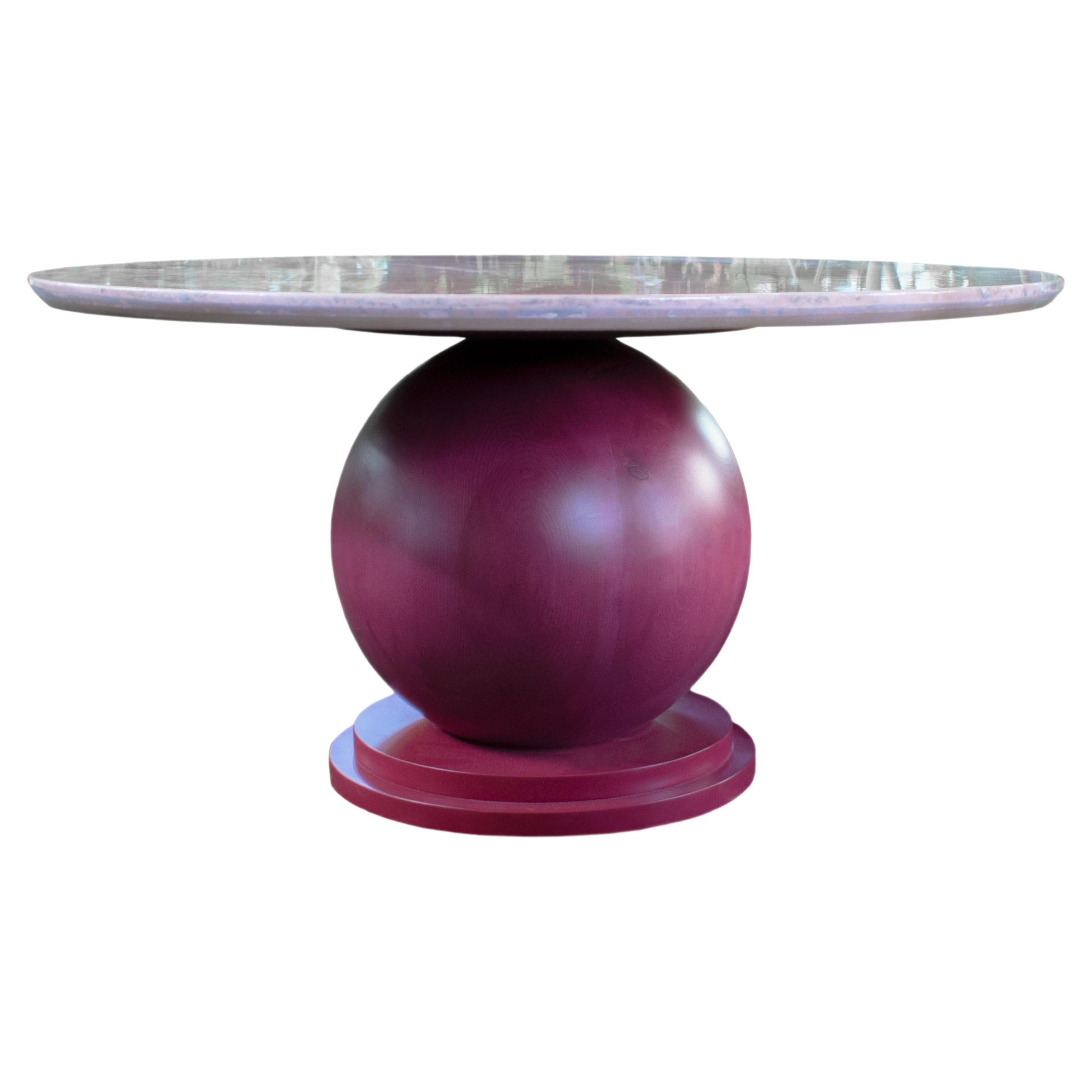 SPHERE Mappa Burl Veneer Solid Wood Pink Coffee Table