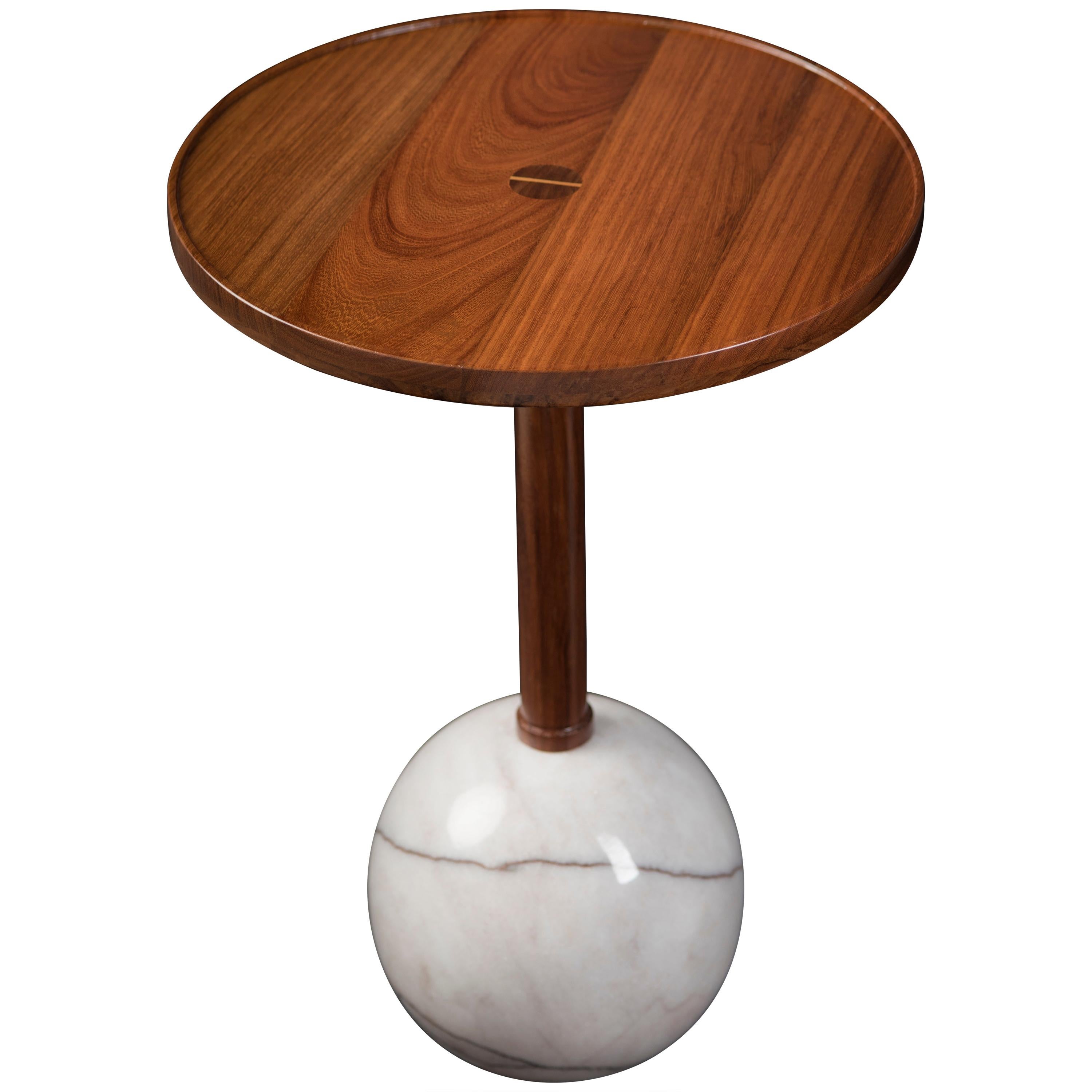 Sphere Monterrey Side Table, White Marble For Sale