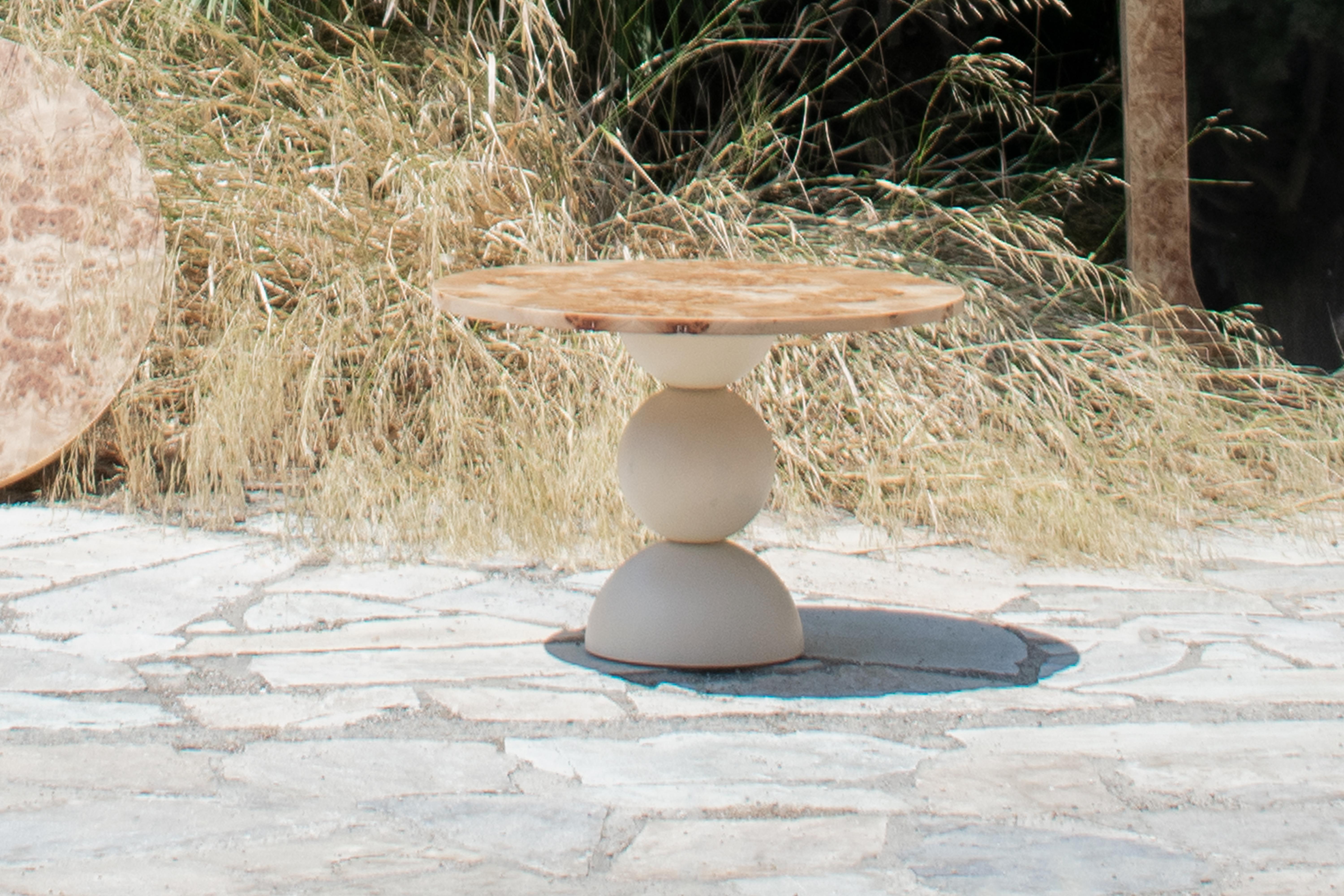 Greek Sphere on Sphere Mappa Burl Coffee Table in Beige For Sale