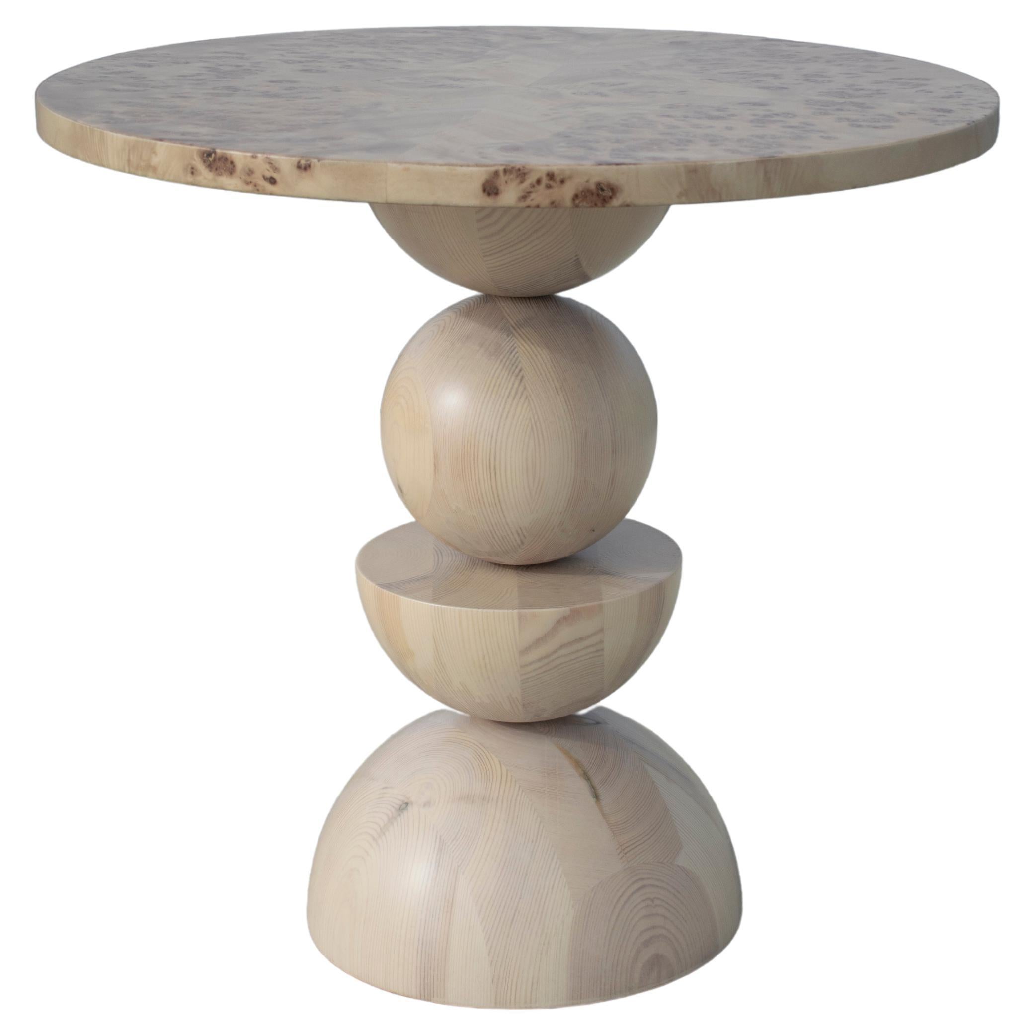 Sphere on Sphere Mappa Burl Large Side Table in Beige Color For Sale
