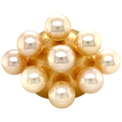 Georg Spreng - Sphere Ball Ring 18K Yellow Gold, 9 Japan Akoya Cultured Pearls