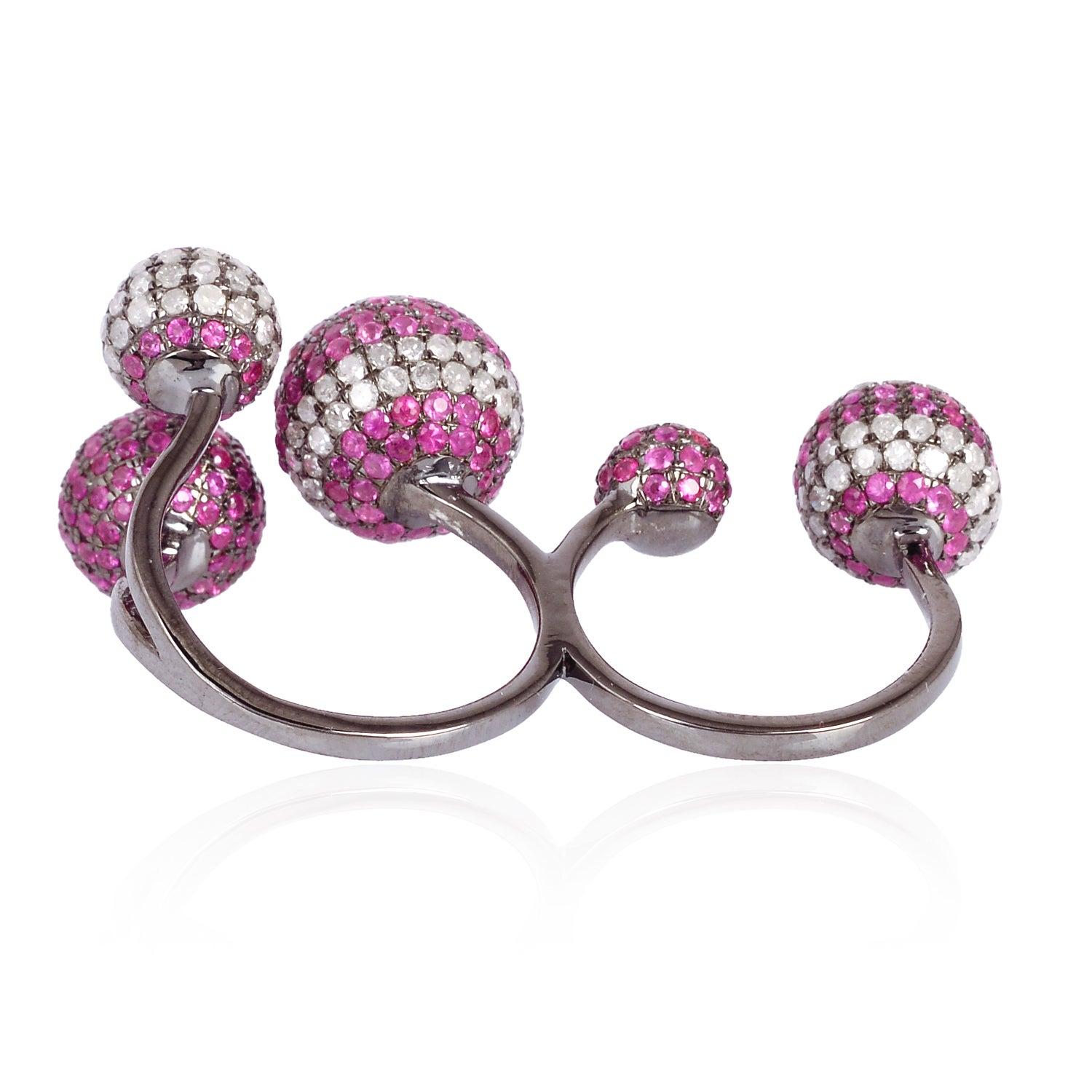 For Sale:  Sphere Ruby Diamond 18 Karat Gold Ring 3