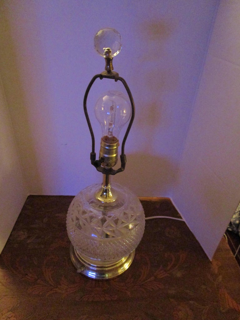 Sphere Shape French Vintage Cut Crystal Ball Table Lamp with Crystal