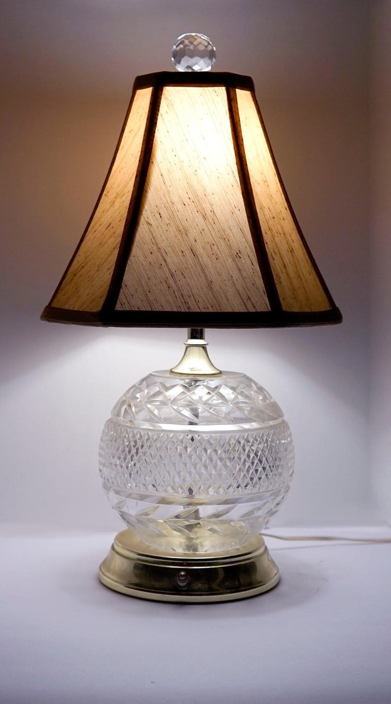Sphere Shape French Vintage Cut Crystal Ball Table Lamp with Crystal