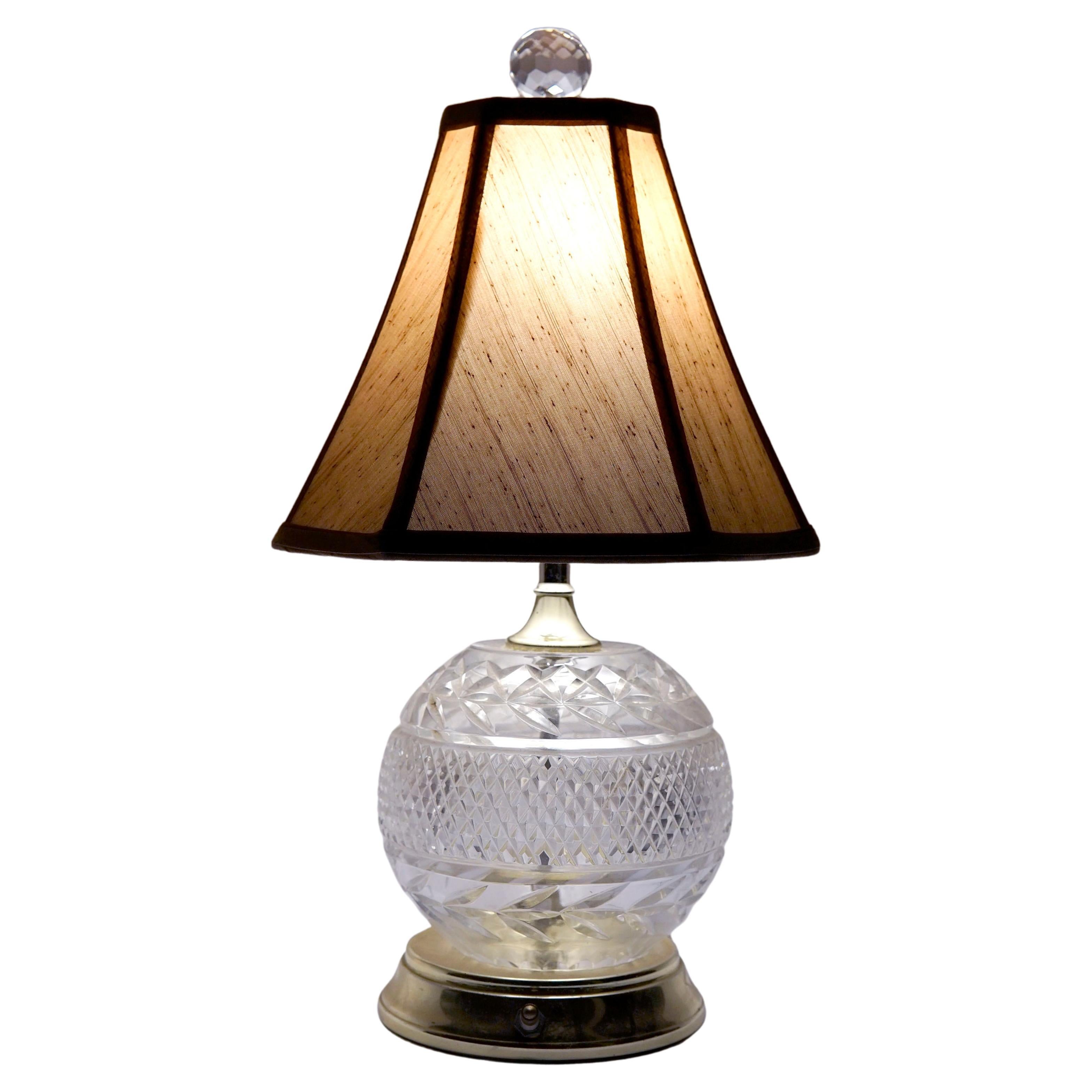 Sphere Shape French Vintage Cut Crystal Ball Table Lamp with Crystal Finial  For Sale at 1stDibs | vintage glass ball lamp, vintage crystal lamp