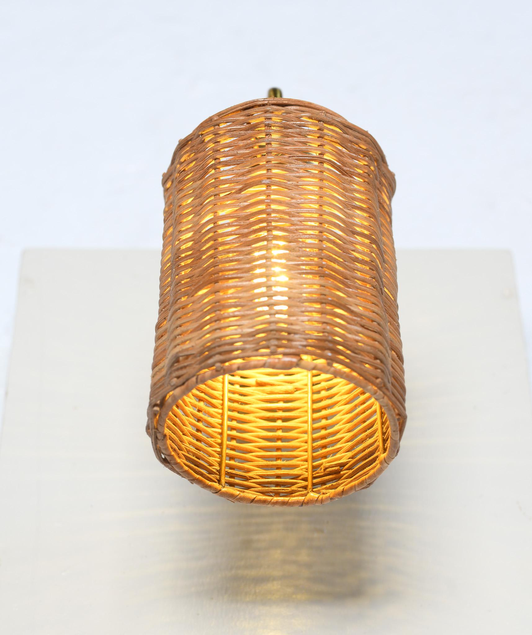 Philippine Sphere Shaped Wicker Wall Sconce For Sale
