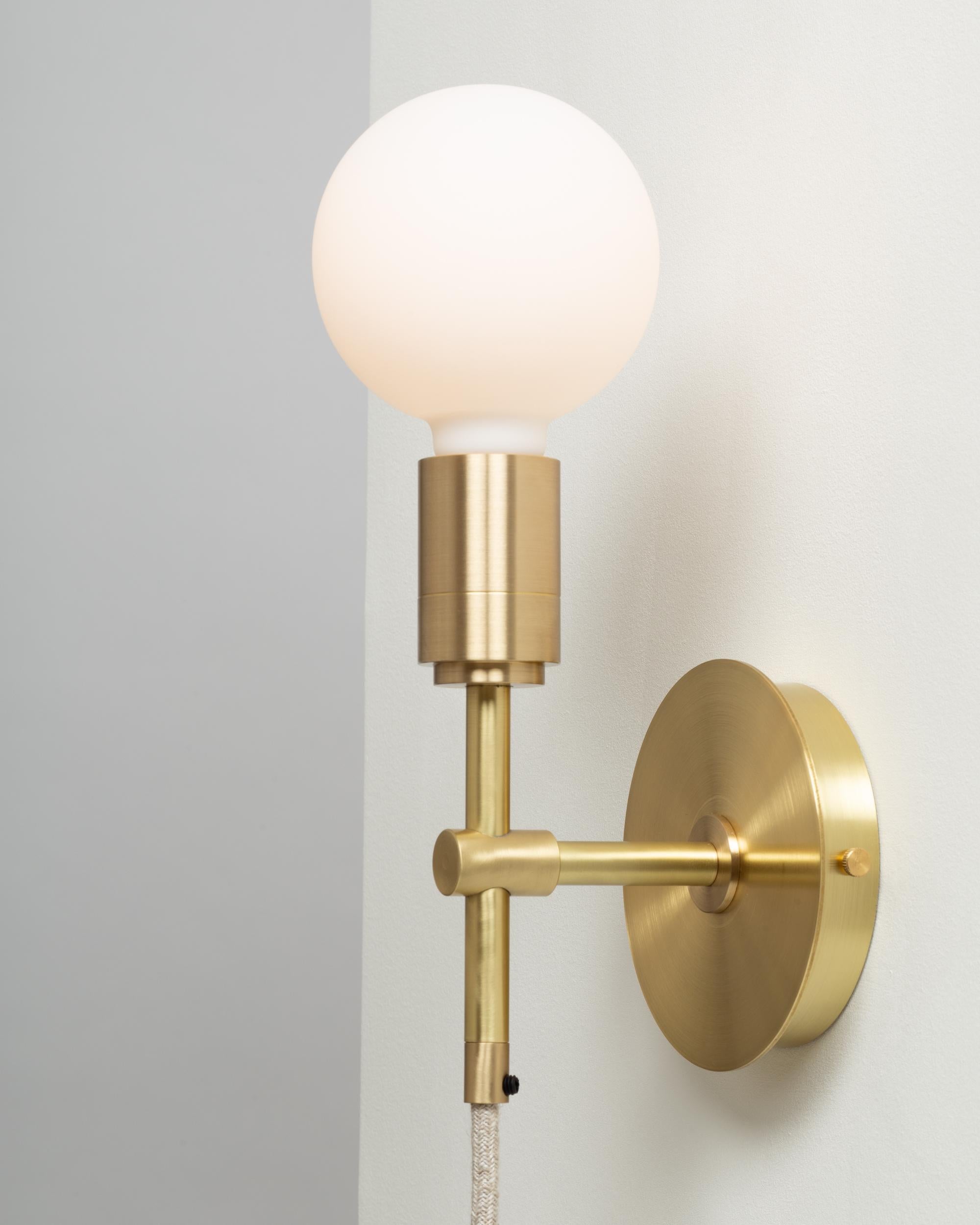 Hand-Crafted Sphere Stem Wall Mount Sconce Integrated Dimmer by Lights of London For Sale