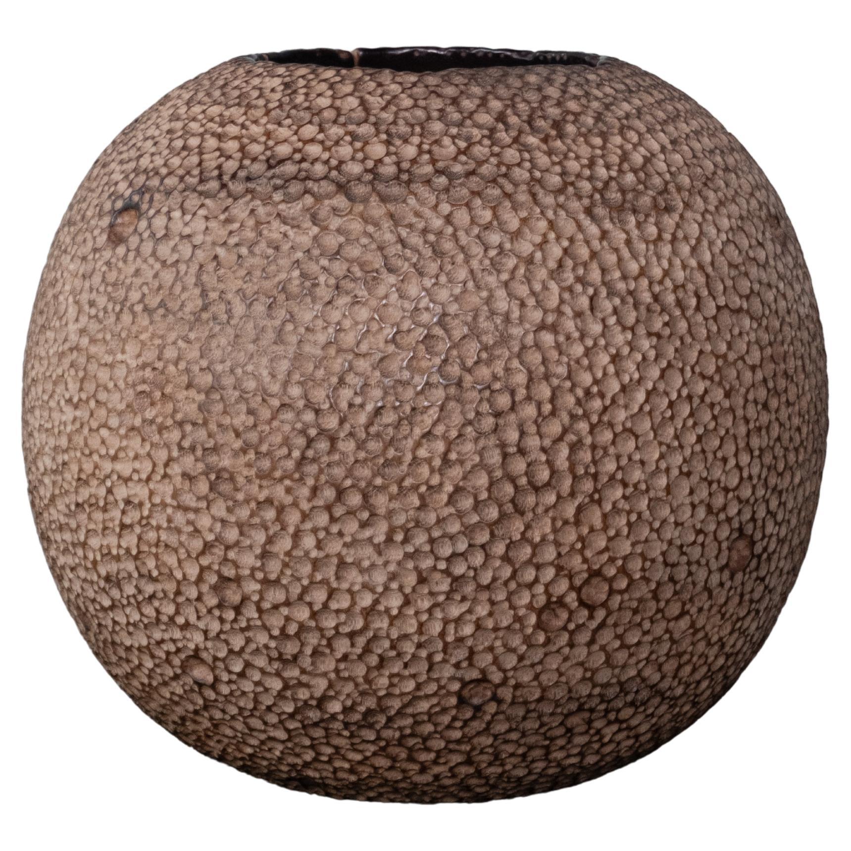Sphere Suar Wood Vase by Mary Verspoor For Sale