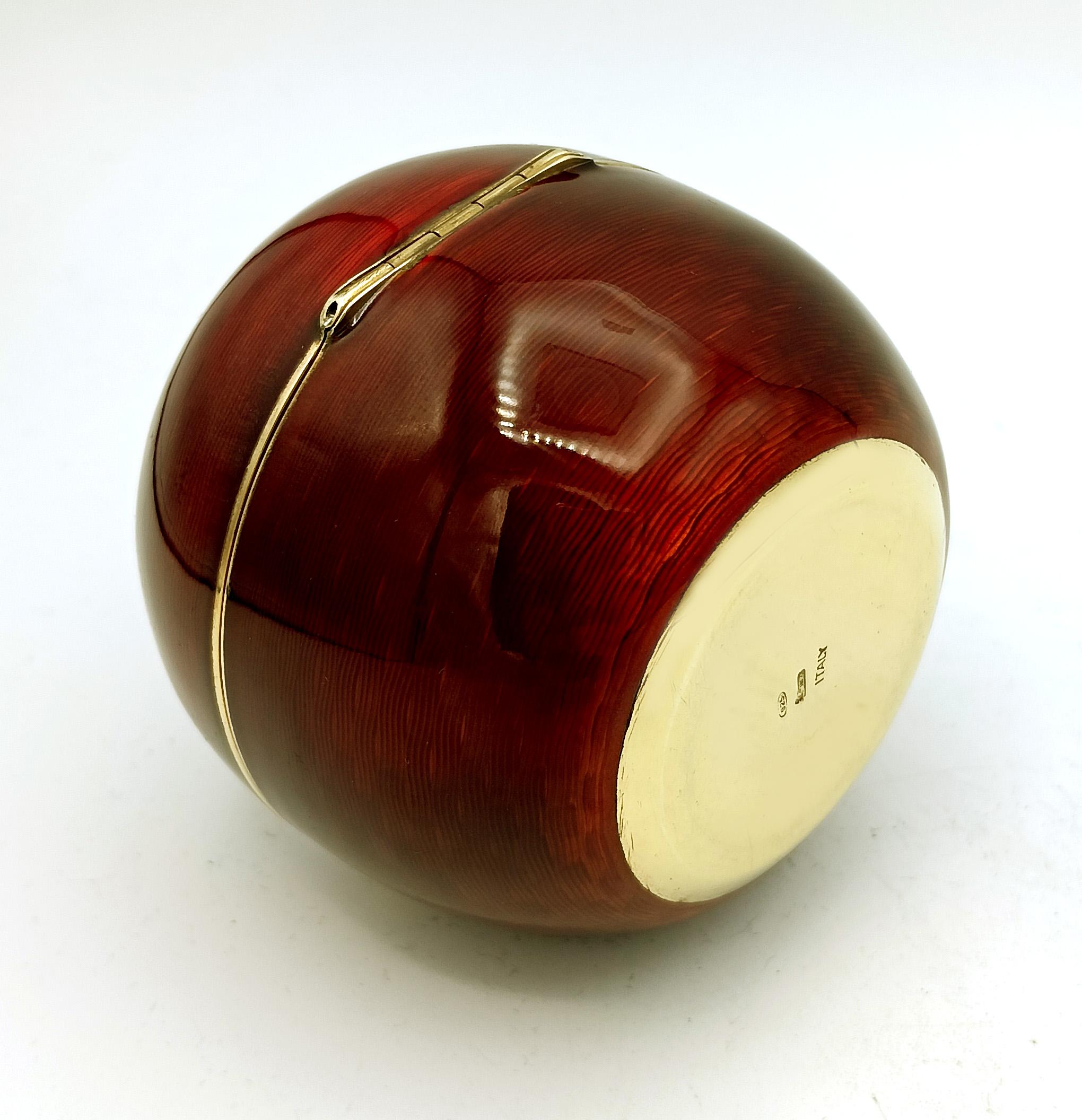 Modern Sphere table cigarette lighter Red enamel Salimbeni For Sale