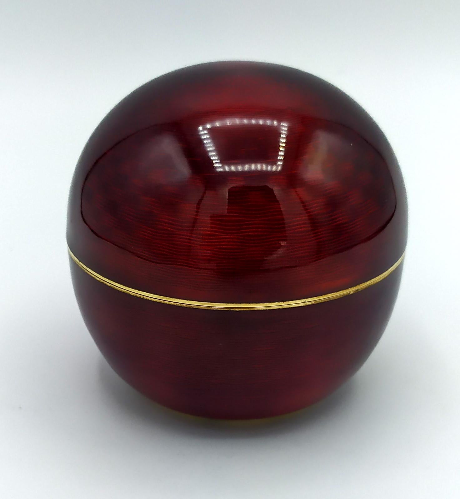 Gold Plate Sphere table cigarette lighter Red enamel Salimbeni For Sale
